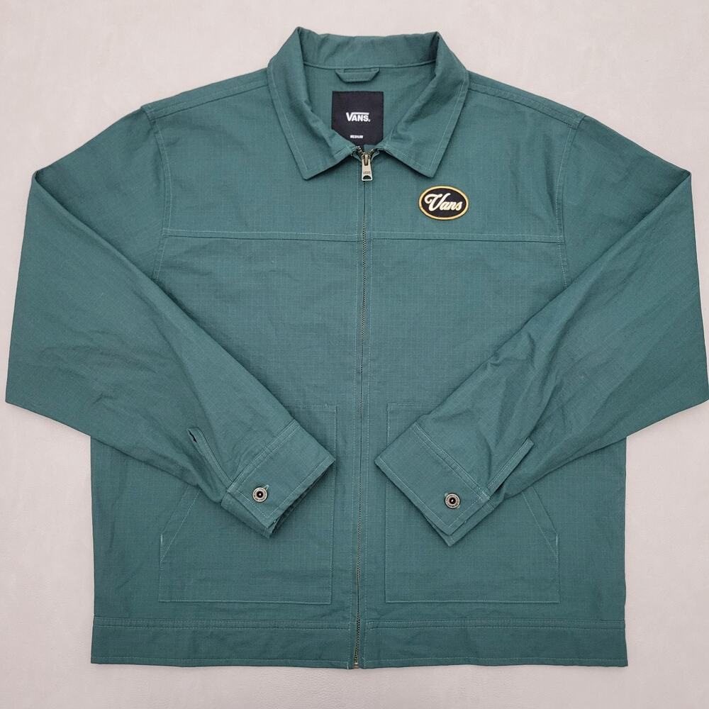 Vans Mens Coyle Cropped Canvas Jacket Utility Work Green Rip Stop Size Medium